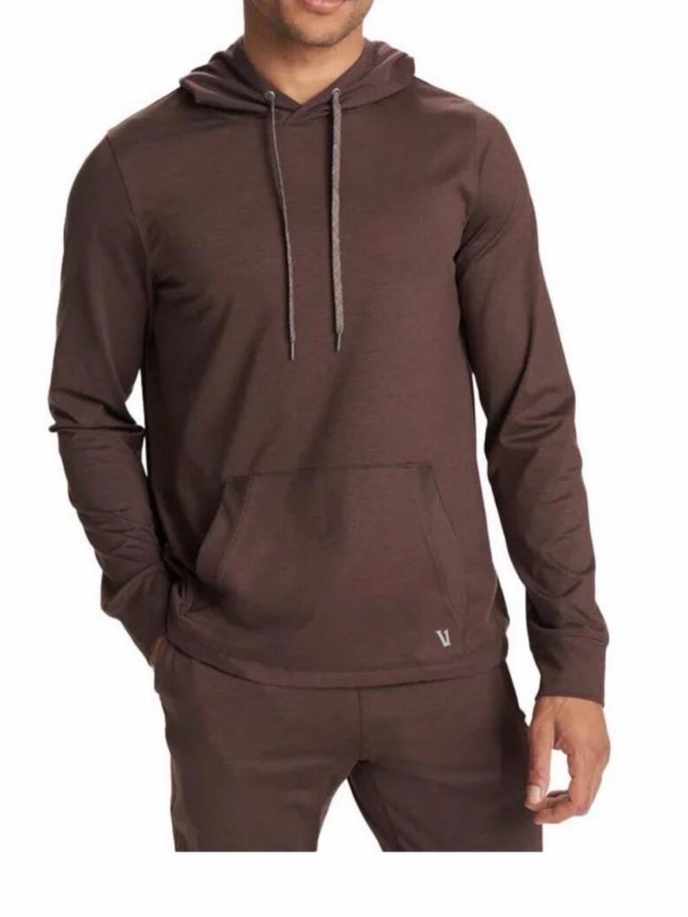 Vuori Men's Sunday Element Performance Hoodie Size L Java Heather Pullover